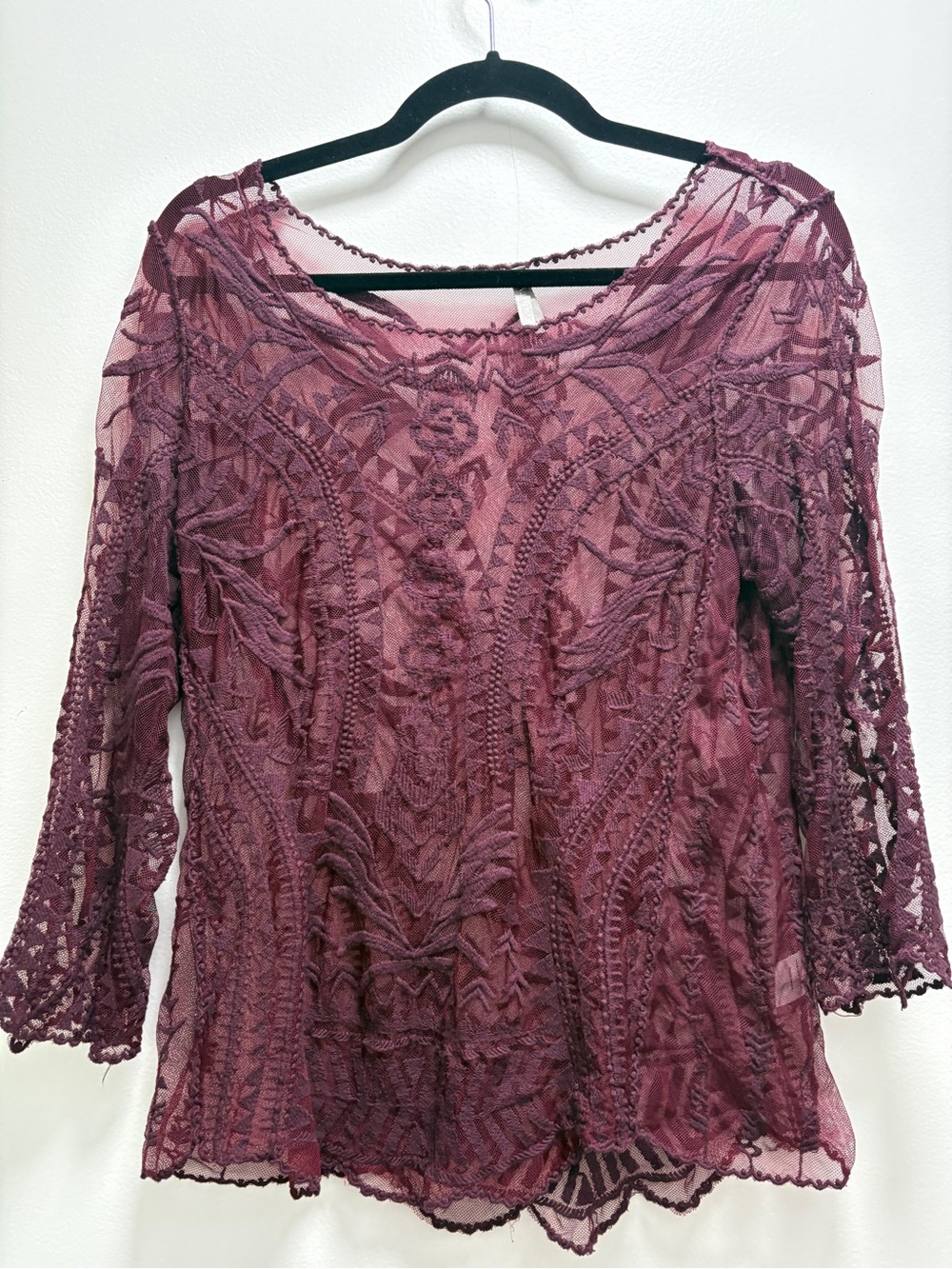 Y2K Vanity Plum Lace Embroidered Blouse - M - dark academia fall indie sleaze
